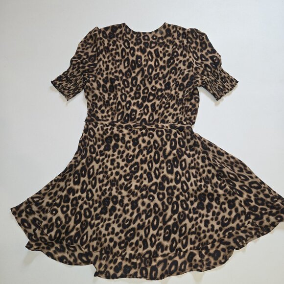 FRANCESCA’S Blue Rain Leopard Print Short Sleeved Wrap Dress Medium 888010 New N - Picture 7 of 10